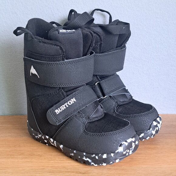 Burton Mini Grom Kids 12 Black Snowboard Boots Youth Boys Girls Mountain - Picture 1 of 10